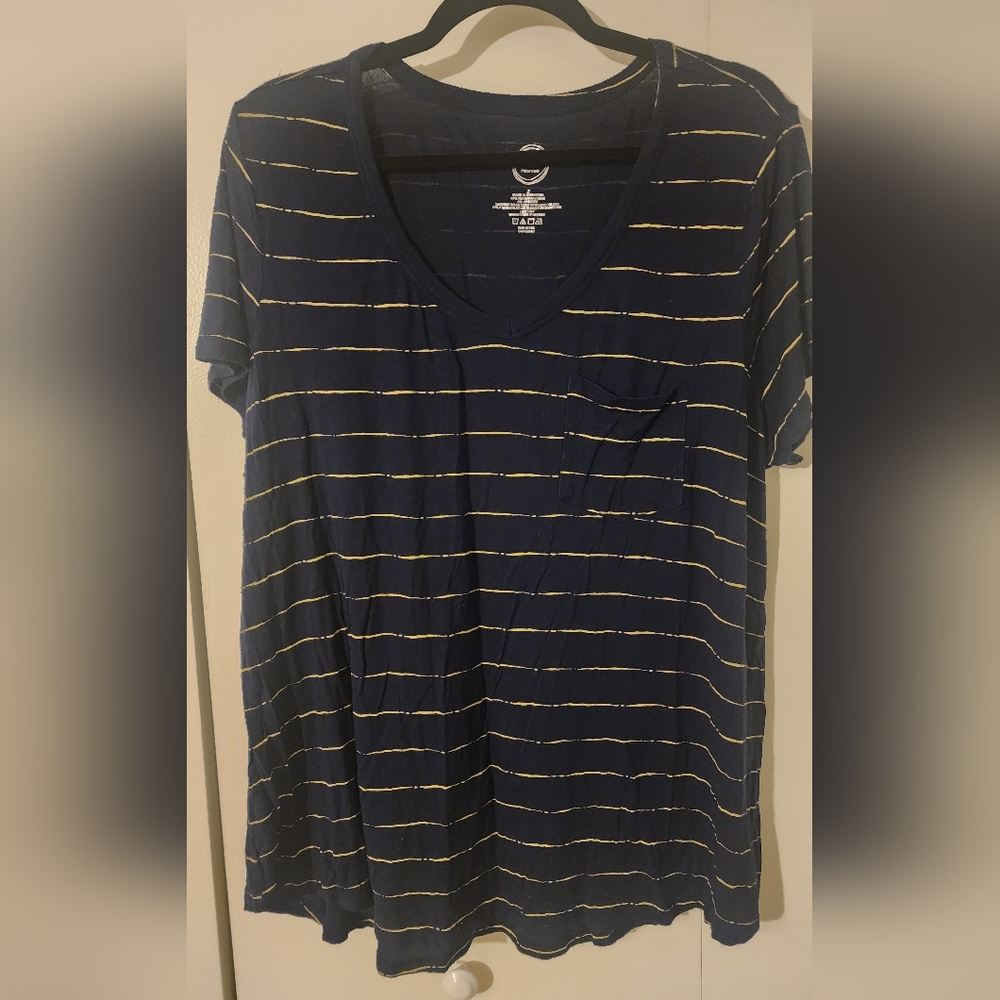 Maurices Midnight Blue Tee with Sunlit Stripes